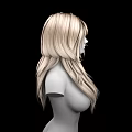 Game Movie Female Character 3D Model with Long Blonde Hair Upper Body on Black Background
