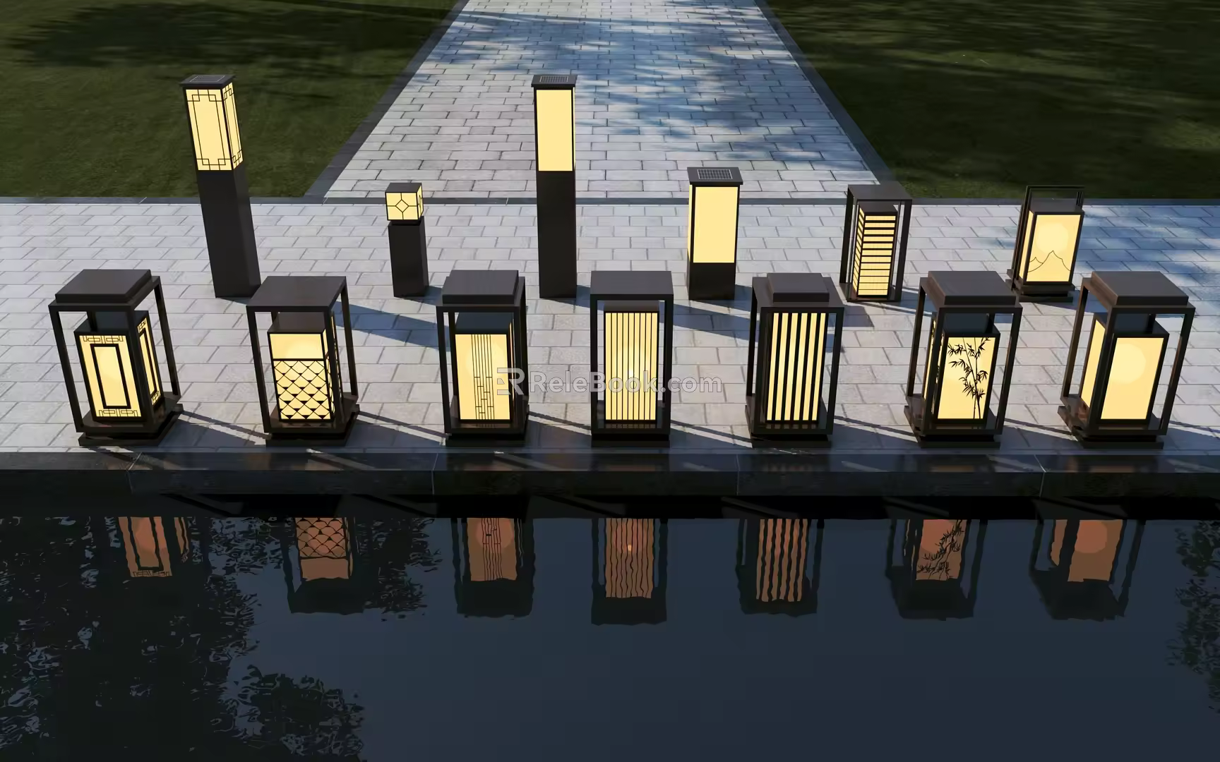 Chinese floor lamp courtyard lawn lamp 3d model