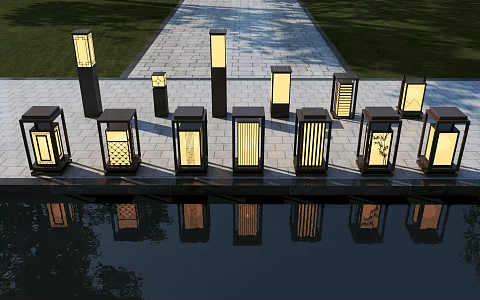 Chinese floor lamp courtyard lawn lamp 3d model