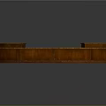 Sturdy Curved Brown Wooden Reception Counter With Smooth Surface And Elegant Design