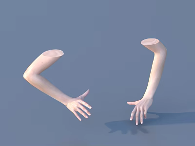 Detailed Amputated Arm Models Amputated Above Elbow With Palms Facing Each Other Against Blue Background 3d model