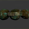 Sculpture Carving Abstract Copper Artwork With Three Connected Green Patina Spheres