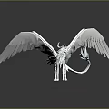 Detailed White Winged Fantasy Creature Sculpture with Intricate Base Patterns 3d model