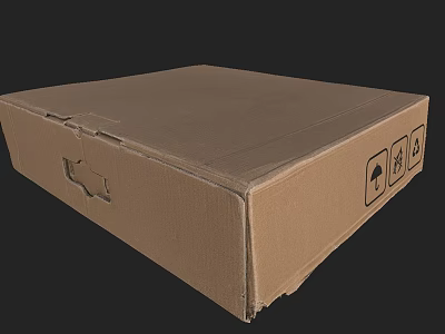 Brown Corrugated Cardboard Box For Packaging And Storage With Handling Symbols 3d model