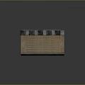 Gray Stone Rectangular Structure With Small Towers On Top And Wooden Plank Top Horizontal Strip