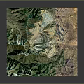 3D Garden Landscape Terrain Model Featuring Green Vegetation Mountain Slopes and Natural Valleys