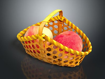 Peach flat peach color fruit fresh fruit seasonal fruit collection 3d model