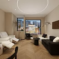 Elegant Cream Tone Beauty And Hair Salon Reception Interior Design With Warm Wood Flooring Decor