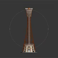 Red Lattice Tower With Modern Spiral Structure And Circular Base Design
