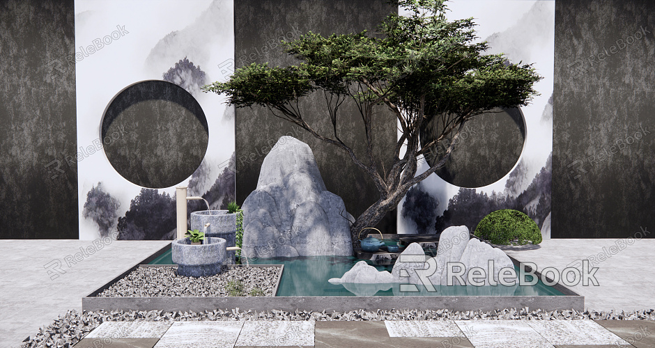 New Chinese landscape sketch rockery waterscape model