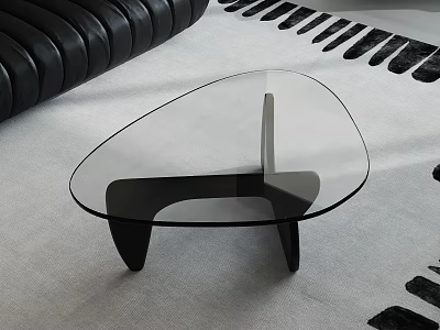 Stylish Glass Coffee Table With Unique Shape And Black Metal Legs For Modern Living Room 3d model