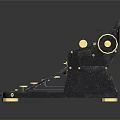 Vintage Typewriter With Classic Black Metal Frame And Gold Accents