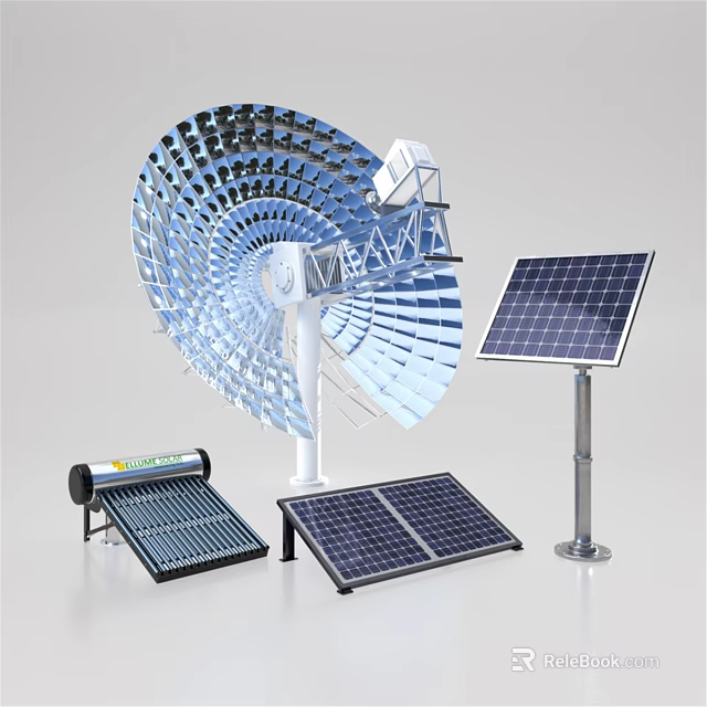 Innovative Building Components Featuring Solar Panels Wind Turbine And Solar Water Heater 3d model 