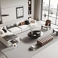 Modern Minotti Sofa Coffee Table Combination 3d model