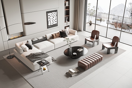 Modern Minotti Sofa Coffee Table Combination 3d model