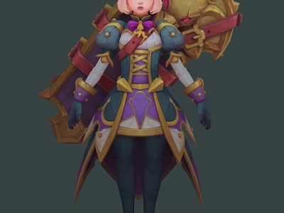 Detailed Fantasy Female Character With Mythical Creature In Ornate Armor Design Outfit 3d model