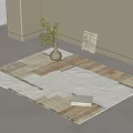 Square Rug With Beige Brown White Geometric Patchwork Design For Minimalist Indoor Decor 3d model
