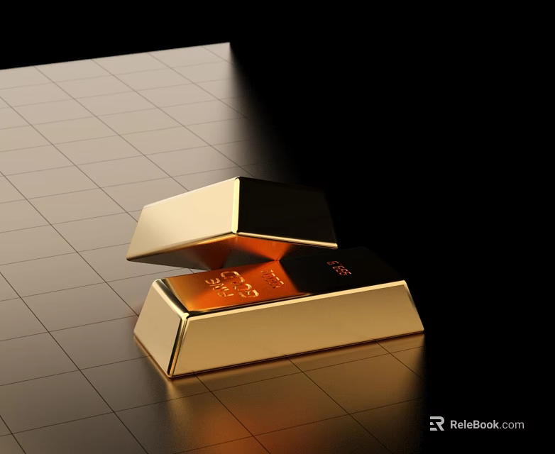 Open Gold Bar with Red Interior on Black and Gold Checkered Floor 3d model 