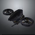 Advanced Futuristic Drone Design With Dual Propellers Dark Colored Body And Orange Accents