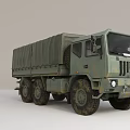 Military Off Road Cargo Truck With Green Canvas Covered Bed And Multiple Wheels