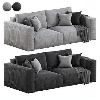 Fabric Double Sofa Pillow 3d model