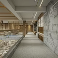 Modern Hotpot Restaurant Interior With Marble Walls Wooden Beams And Spacious Dining Area