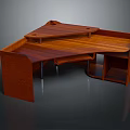 Wooden L Shaped Office Desk With Storage Shelves And Work Surface