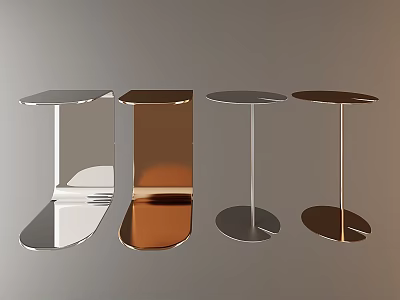 Modern Metal Side Tables With Silver Gold Copper Finishes And Curved Round Bases 3d model