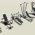 Modern Sports Equipment Including Training Benches And Multi functional Fitness Machines