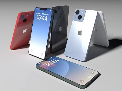 Apple Smartphones With Different Colors Foldable Design And Screen Showing Time And LOVE Text 3d model