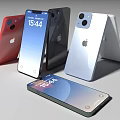 Apple Smartphones With Different Colors Foldable Design And Screen Showing Time And LOVE Text