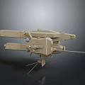 Mechanical Beige Cosmic Spacecraft 3D Model With Red Accents And Support Struts For Exploration 3d model