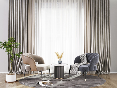 Light Luxury Casual Sofa Combination Casual Single Chair Curtain Combination model