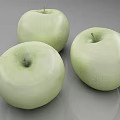 Three Fresh Green Apples on Gray Background as Healthy Fruit