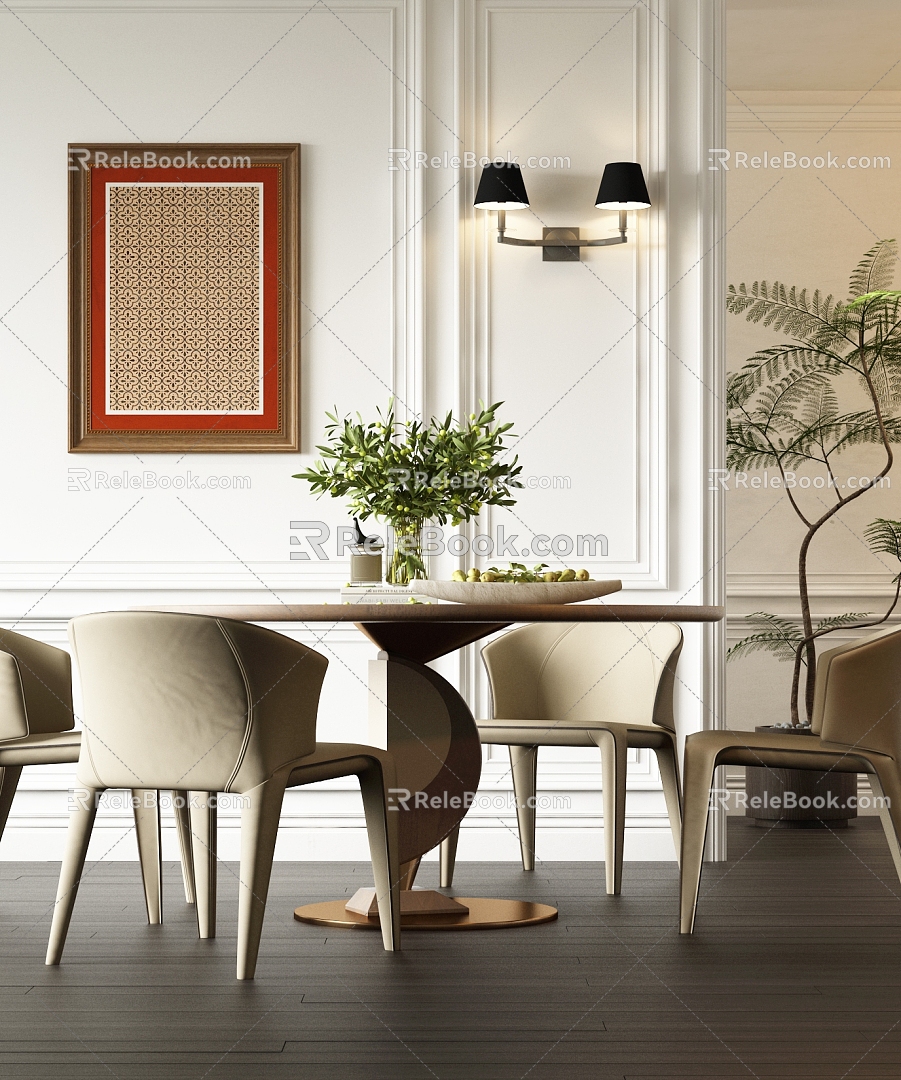 Modern Italian Dining Table and Chair Combination Modern Italian Dining Table Modern Italian Dining Chair 3d model