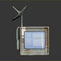 Desktop Computer Device With Colorful Textured Surface Digital Screen And Satellite Dish Antenna