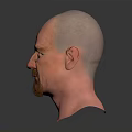 Realistic 3D Character Male Head Model With Bald Head Beard And Detailed Facial Features 3d model