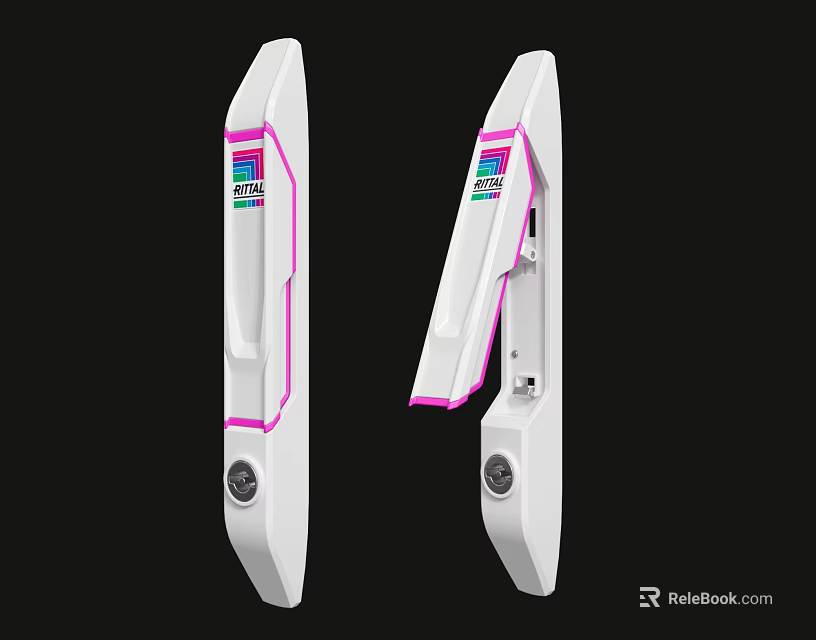 Modern Tactical Weapon With White Body Pink Accents Ergonomic Handle And Digital Screen 3d model 