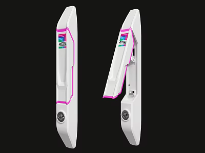 Modern Tactical Weapon With White Body Pink Accents Ergonomic Handle And Digital Screen 3d model