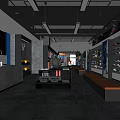Sports Clothing Store Interior With Sports Apparel Shoes Display Racks And Live Merchandise Area