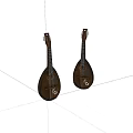Two Handcrafted Wooden String Instruments With Pear Shape And Strings Displayed