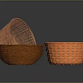 Set Of Three Orange Woven Baskets For Home Storage And Decorative Use