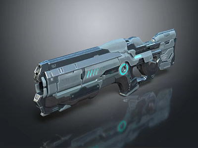 Futuristic Sci Fi Weapon With Metallic Body Blue Glowing Elements And Advanced Design 3d model