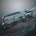 Futuristic Sci Fi Weapon With Metallic Body Blue Glowing Elements And Advanced Design 3d model