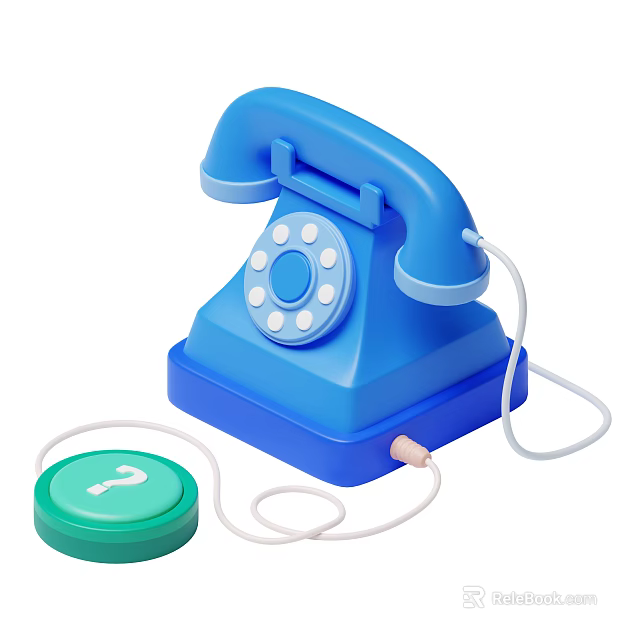 Smart Machine Blue Vintage Telephone With Green Question Mark Button And Cord 3d model