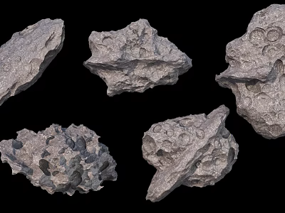 Natural Rocks With Varied Textures And Rough Surfaces On Black Background 3d model