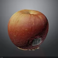 Fresh Ripe Red Apple With Sticker On Dark Reflective Surface