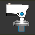Sci Fi Energy Weapon With White Body Yellow Top Blue Hexagons And Glowing Base