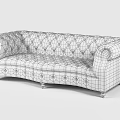 Red Velvet Tufted Sofa With Rolled Arms And Wooden Legs Design