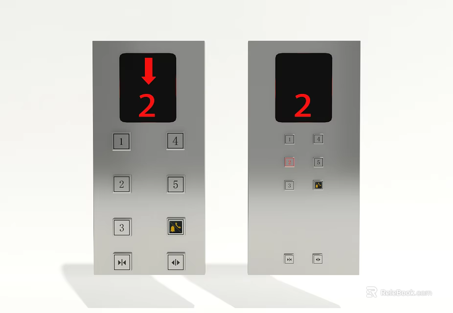 Public Facility Elevator Control Panel With Digital Display And Floor Buttons 3d model 